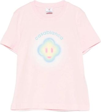 Casablanca Airbrush Smiley T-Shirt - Dames - T-shirts - Roze - XS - Katoen - Tops