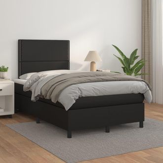 vidaXL Cama Box Spring Con Colch&oacute;n Cuero Sint&eacute;tico Negro 120x200 Cm Vidaxl