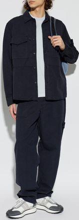 Stone Island T-shirt With Embroidered Logo, Mens, Light Blue