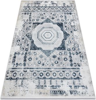 RugsX Rugsx - Alfombra Moderna Duke 51542 Crema / Azul - Roset&oacute;n Vintage, Estructurada, Muy Suave, Flecos Blue 160x220 Cm