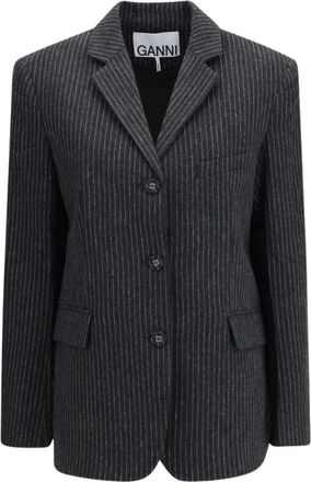 Ganni Blazer Sartoriale a Righe - - Jackets - Donna - Grigio - S