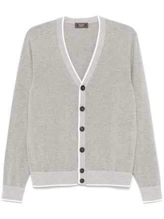 PESERICO contrast-trim cardigan - Grey