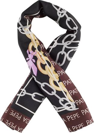 Patrizia Pepe Accessoires, Dames, Zwart, ONE Size, Zijden Twill Sjaal