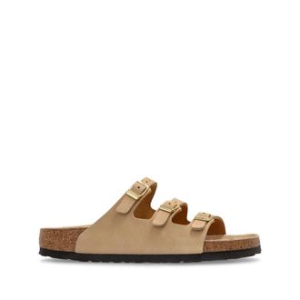 Birkenstock Beige Slip-On Buckle-Strap Sandals - female - Birkenstock - Sliders - Brown - 8 UK - Shoes