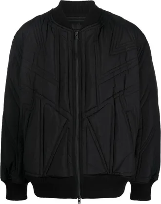 Yohji Yamamoto quilted bomber jacket - men - Polyacrylic/Wool/Recycled Polyester/Spandex/Elastane - L - Black