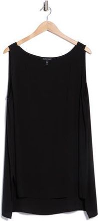 Eileen Fisher Bateau Neck Longline Silk Shell in Black at Nordstrom Rack, Size Xx-Large