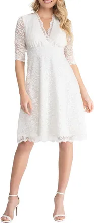 Kiyonna Bella A-Line Lace Dress in Ivory at Nordstrom, Size X-Small