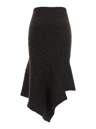The Attico Asymmetrical Wool Skirt - Brown