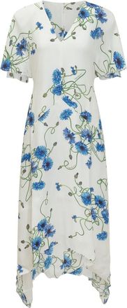 Stella McCartney White Floral V Neck Midi Dress