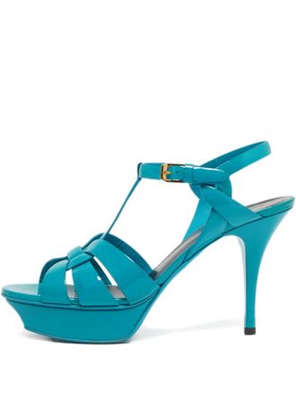Saint Laurent Tribute sandalen met plateauzool - Blauw