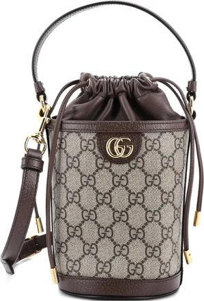 Gucci Ophidia Top Handle GG Coated Canvas with Leather Mini bucket bag - Bruin