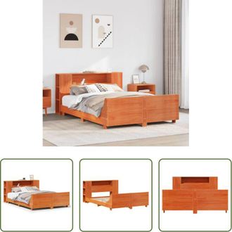 vidaXL vidaXL Letto con testiera - Giroletto senza Materasso Marrone Cera 140x200cm Massello Pino