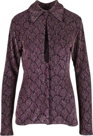 Nineminutes Metallic Fiber Shirt - Dames - Overhemden - Paars - 2XL - Overhemden