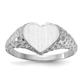 Diamond2Deal 14k White Gold Open Back Heart Signet Ring