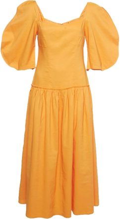 Rejina Pyo Louisa puff-sleeve maxi dress - women - Viscose/Cotton/Linen/Flax/Polyurethane - M - Orange