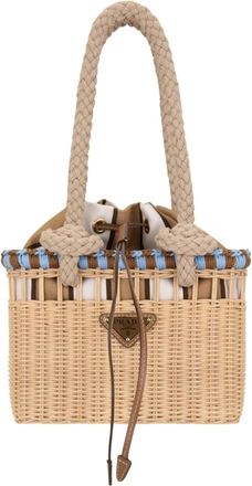 Prada Handbags - Dames - Schoudertassen - Beige - ONE Size - Katoen - Tassen