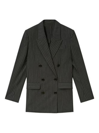 Isabel Marant Jevima pinstripe double-breasted blazer - women - Virgin Wool/Polyester/Viscose/Viscose/Cotton - 34 - Grey