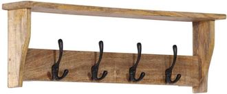 vidaXL Perchero De Pared Con 4 Ganchos Madera Maciza De Mango Vidaxl