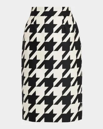 LaQuan Smith Houndstooth Pencil Skirt