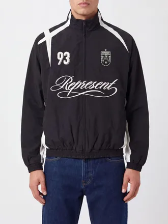 Represent Nylon Bomber Jacket with High Collar and Zip Closure
