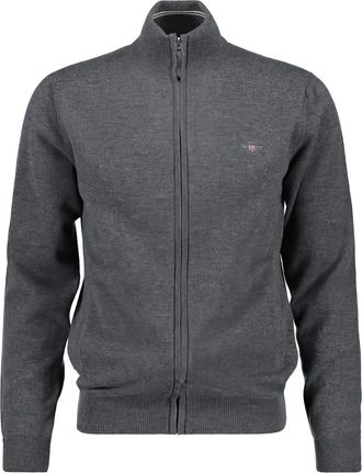 GANT Wollen sweater met rits - Grijs