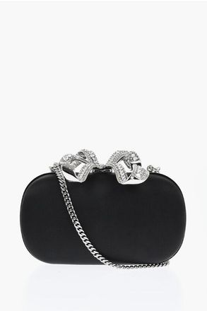 Self Portrait Satin BOW Rigid Clutch with Rhinestones size Unica