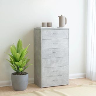 vidaXL Credenza 6 Cassetti Grigio Cemento 50x34x96cm Legno Multistrato - Vidaxl