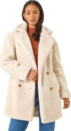 DUSK Womens Oversized Boucle Coat - Ivory - Size 10 UK