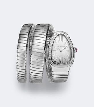 Bulgari Serpenti Tubogas embellished stainless steel watch