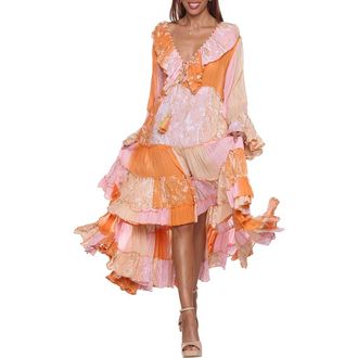 Ranee&rsquo;s High-Low Long Sleeve Cover-Up Dress in Orange at Nordstrom Rack, Size Small/medium