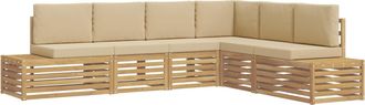 vidaXL Conjunto De Sof&aacute;s De Exterior Con Coj&iacute;n 6 Pieza Y Beige Vidaxl