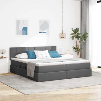 vidaXL Vidaxl Letto Con Contenitore Led E Materasso Grigio Scuro 200 X 200 Cm