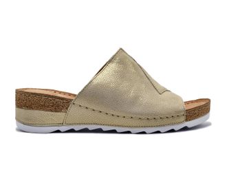 Wasak Womens Solea Leather Sandals In Gold