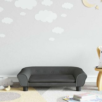 vidaXL Sof&aacute; Para Ni&ntilde;os De Terciopelo Gris Oscuro 70x45x26 Cm Vidaxl