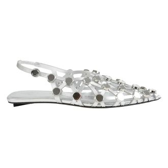 The Attico Ballerina Shoes, female, Gray, 4 UK, Metallic Silver Grid Ballerina Shoes