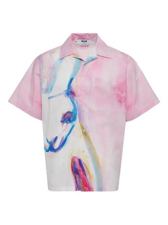 Msgm Camicia con stampa astratta - Rosa