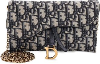 Dior Saddle Chain Wallet Oblique Canvas crossbody bag - Blauw
