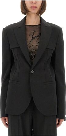 Jean Paul Gaultier Single-Breasted Blazer van Wolmix - Dames - Blazers - Zwart - M - Wol - Jassen