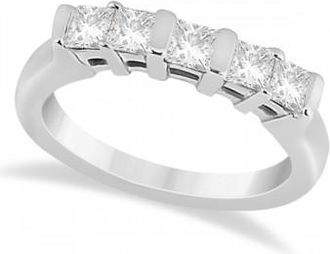Allurez 5 Stone Princess Cut Channel Set Diamond Ring 18k White Gold (0.50ct)