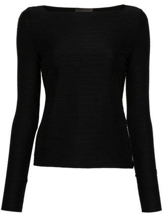 Emporio Armani striped top - women - Elastane/Polyamide - M - Black