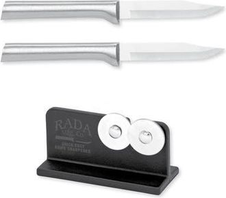 Rada Cutlery 3.25-Inch Regular Paring Knife Set of 2 & Quick Edge Knife Sharpener in Silver at Nordstrom