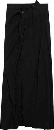 Balenciaga Zwarte rok met voor split - Dames - Midirokken - Zwart - XS - Polyester - Rokken