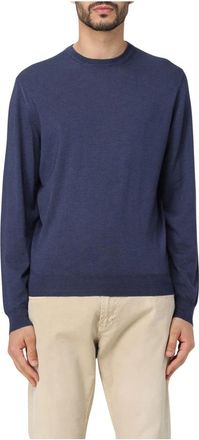 Drumohr Rondgebreide Trui - Heren - Ronde hals truien - Blauw - 2XL - Wol - Truien & Vesten