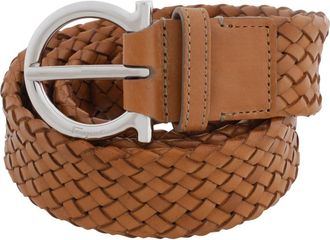 Ferragamo Braided Leather Gancini Fixed Belt, Size 105