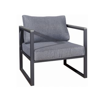 Petits Meubles Sill&oacute;n de jard&iacute;n gris aluminio, polywood, poli&eacute;ster gris oscuro