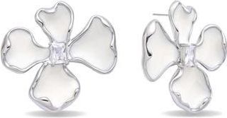 Eye Candy Los Angeles Amelia Flower Stud Earrings in Silver at Nordstrom Rack