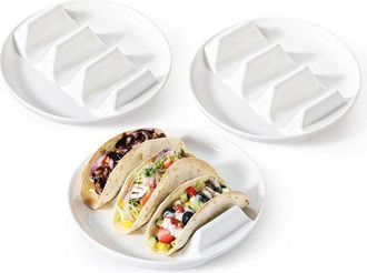 OEM Juego De Tres Soportes Para Tacos: Soporte De Cer&aacute;mica De 23 Cm Con Separador, Soporte Antideslizante Reutilizable