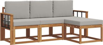 vidaXL Conjunto De Sof&aacute;s De Exterior 4 Uds. Gris Natural Y Claro Vidaxl