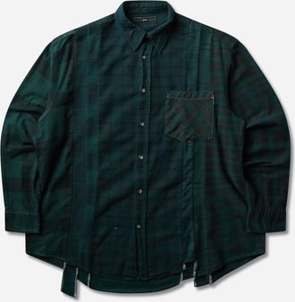 Needles Men s 7 Cuts Flannel Shirt Over Dye Dark Green