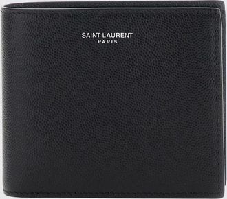 Saint Laurent Portafoglio a libro in pelle grain de poudre con portamonete